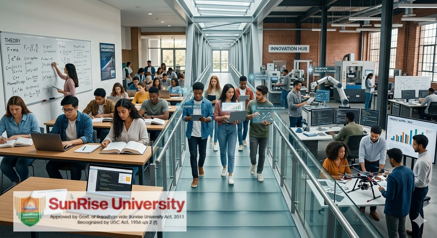 Students at Sunrise University developing industry-relevant skills through practical training and real-world projects