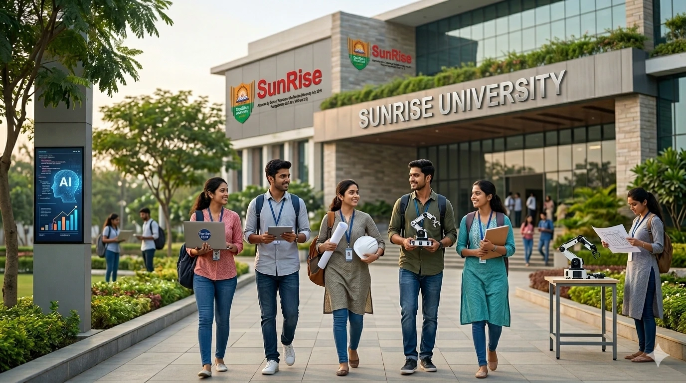 Engineering graduate exploring top career options including M.Tech, MBA, AI, software, and higher education at Sunrise University.
